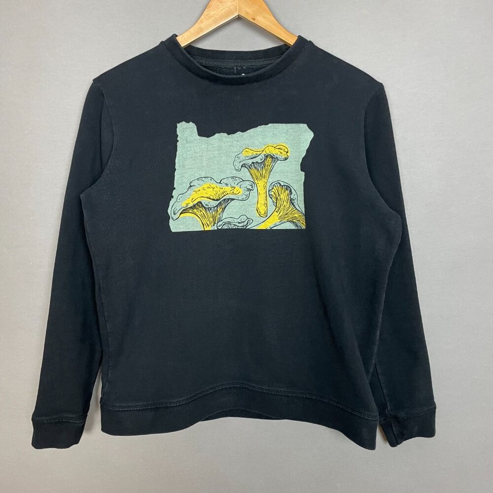 Mushroom Sweatshirt Women Etta & James Junction Black Top Small Portland Oregon - Picture 12 of 13